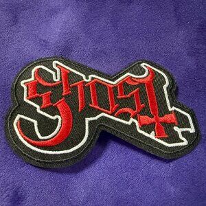 Ghost Band Logo Patch Red Black Embroidered Iron-On/Sew-On Goth Metal
